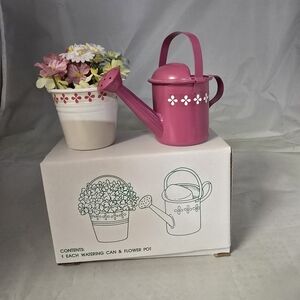 Charming Pink Watering Can and Flower Pot Set Mary, Mary Quite Contrary Decor